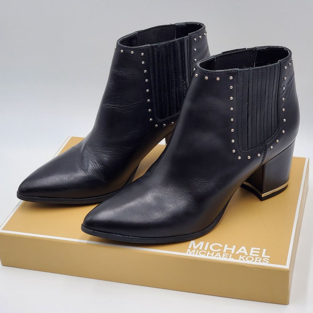 MICHAEL Michael Kors Black Leather Ankle Booties - Picture 3 of 16